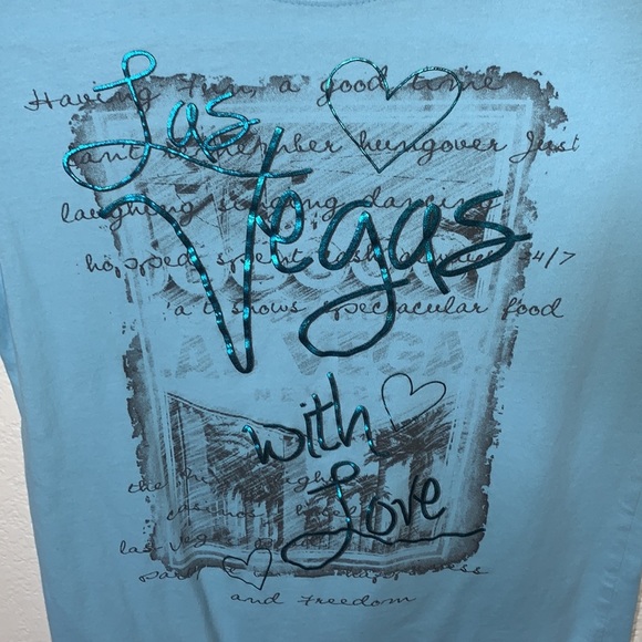 Vegas Girl Las Vegas with Love Blue T Shirt Size Small - Picture 3 of 6